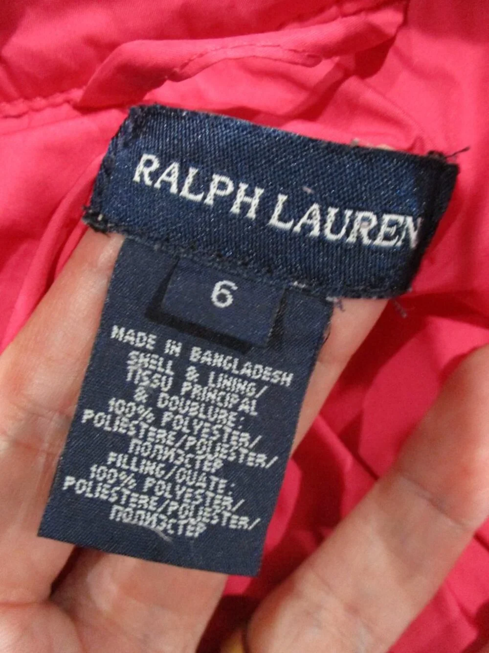 Ralph Lauren Quilted Peplum Girl's Pink Coat Size 6